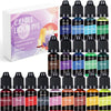 Collection de colorants liquides pour bougies dans diverses couleurs : bordeaux, prune, rouge, noir gris, rose, orange, grena