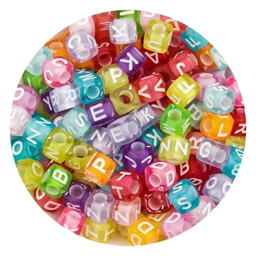 Acrylic Alphabet Beads for Jewelry Making - Mixed Letter Cubes