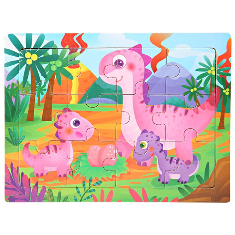 Wooden Animal Jigsaw Puzzles for Toddlers (Set of 12)