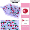A plastic tray of round colored diamonds used for a painting kit, showing various sizes and colors.
