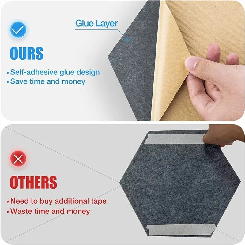 Hexagonal Self-Adhesive Acoustic Panels for Soundproofing and Echo Reduction (Pack of 5)