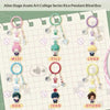 A collection of Alien Stage Anate Art College Series rice pendant blind box figures displayed on a grid.