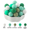 A pile of 50 silicone beads in various shades of green and white for DIY jewelry making