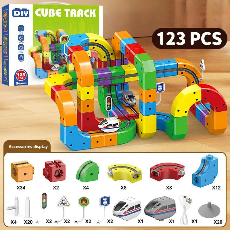 Electric 3D Track Building Set with Rechargeable Train
