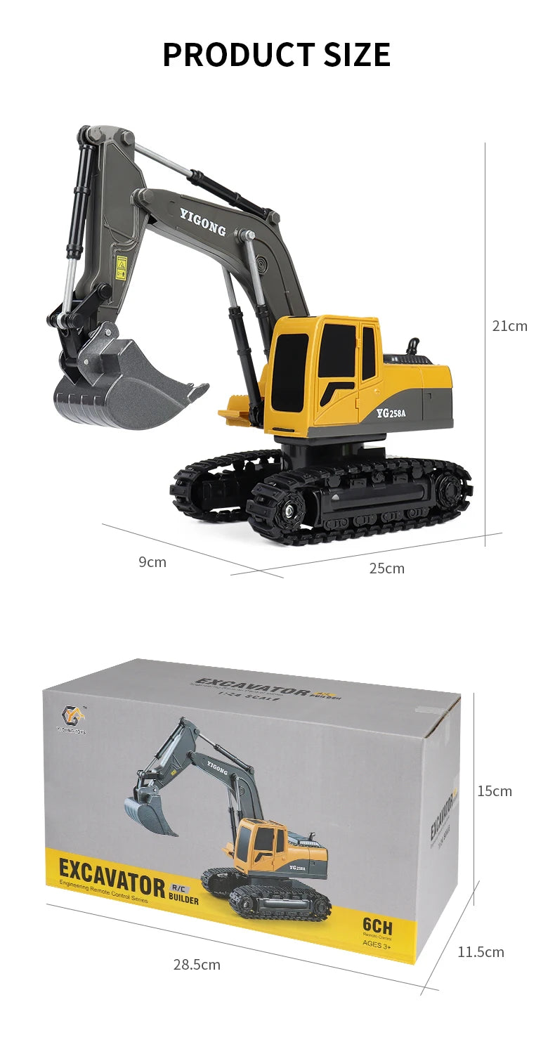2.4G Remote Control Excavator with Lights and Sound Effects