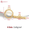 A set of six 18K gold round O-toggle clasps for bracelets and jewelry making.