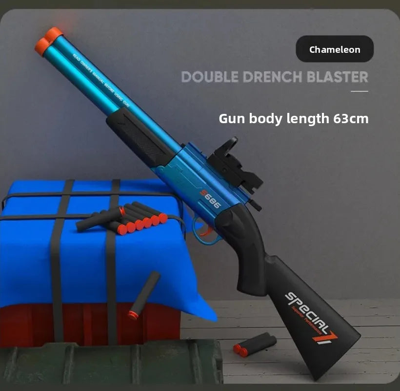 Double-Barrel Soft Bullet Toy Shotgun for Outdoor Play