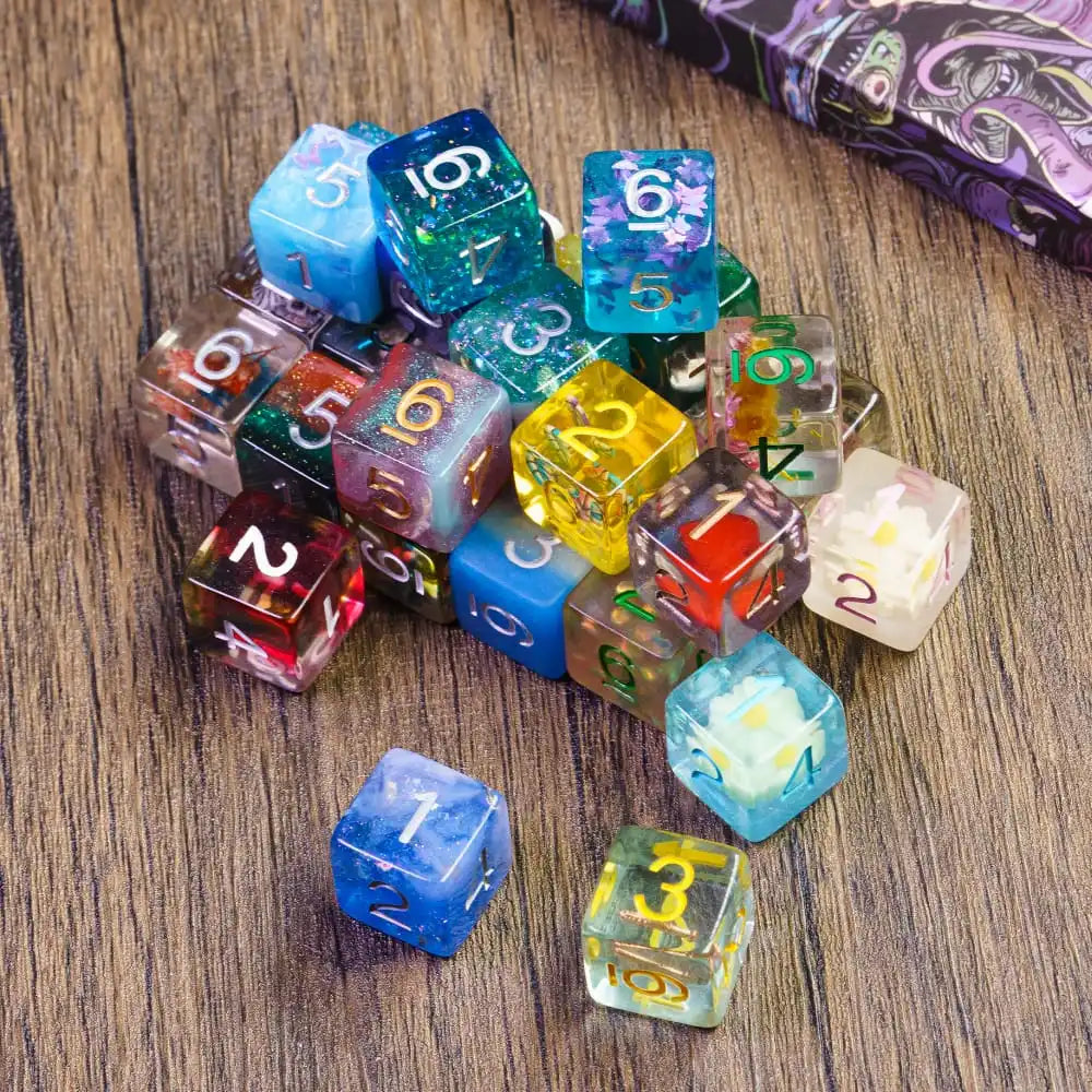 Mystery Resin Dice Set – 7 Polyhedral Dice for D&D & RPG Games