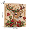 A diamond painting kit featuring a deer head with antlers decorated with red and green foliage and pearls.