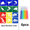 Set of six dinosaur painting stencils and washable markers for kids