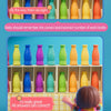 A colorful game board featuring bottles of various colors for a guessing game.