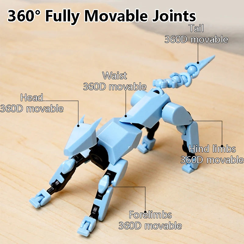 A light blue multi-jointed puppet with 360-degree movable joints for creative play.