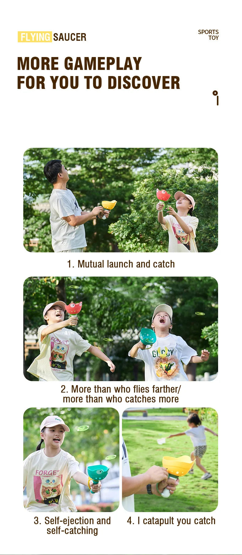 Pull-String Flying Saucer Launcher Toy for Kids