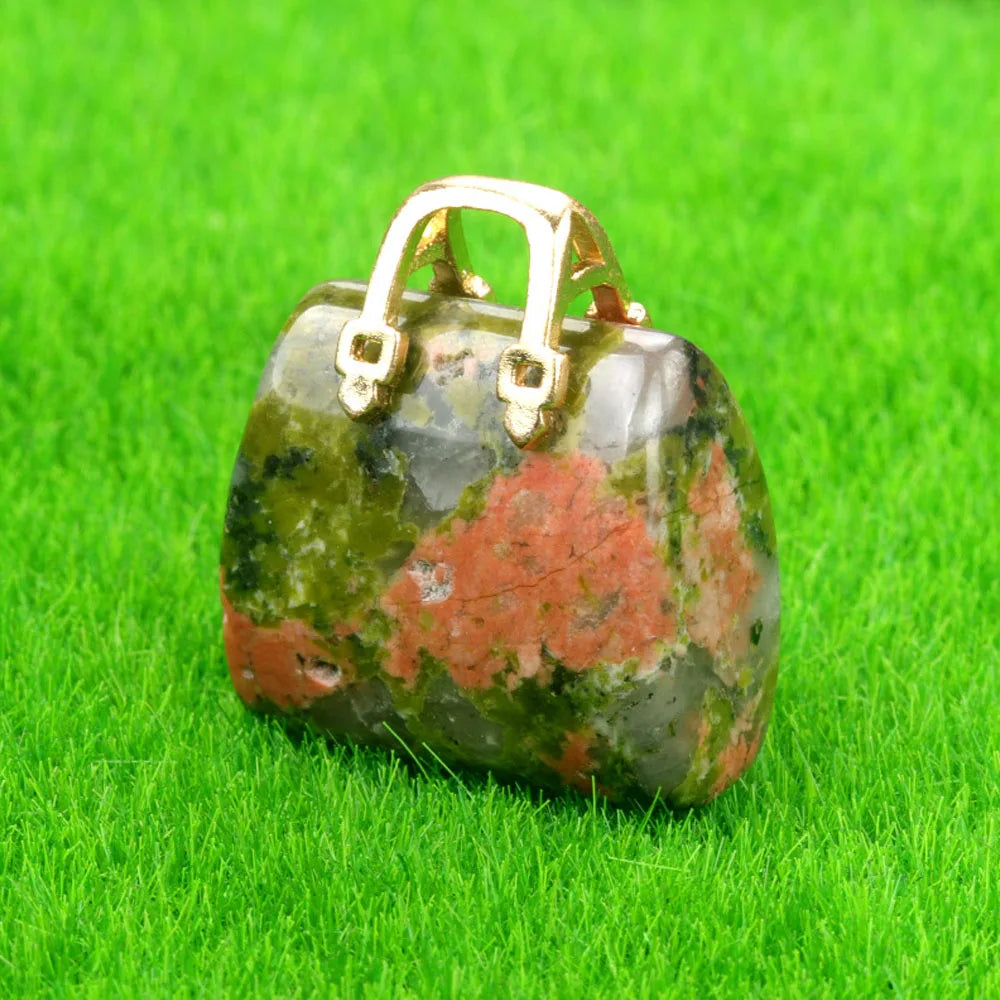 Mini Handbag-Shaped Crystal Agate Pendant for Jewelry Making