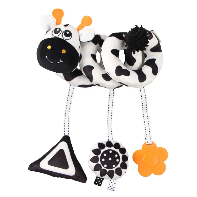 Black and White Animal Hanging Toys for Baby Car Seat and Stroller