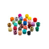 A collection of colorful round glass seed beads in various shades including pink, yellow, green, and red.