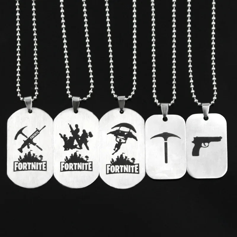 Fortnite Emblem Stainless Steel Charm Pendant Necklace