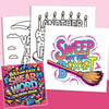 A set of coloring pages featuring candles, a silhouette, and text like ANOTHER and SWEEP OUT THIS B***T