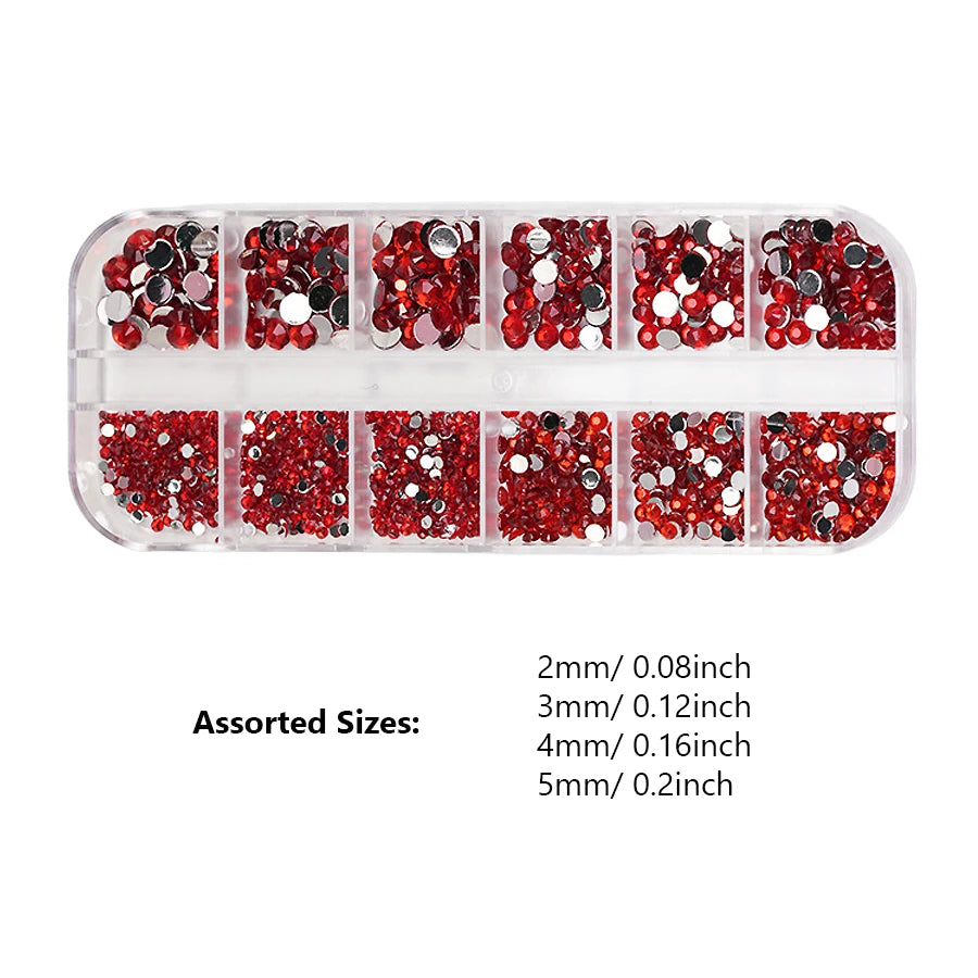 12-Color Glass AB Rhinestone Nail Art Kit