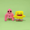 A set of plush toys featuring SpongeBob SquarePants and Patrick Star characters.