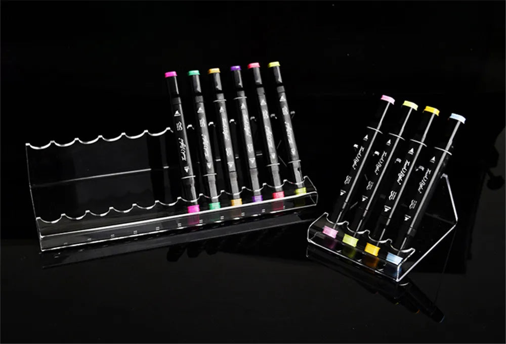 Clear Acrylic Pen Display Holder with Brush Storage