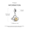 A silver heart charm featuring two small animal figures, a fox and a cat, for bracelets and necklaces.