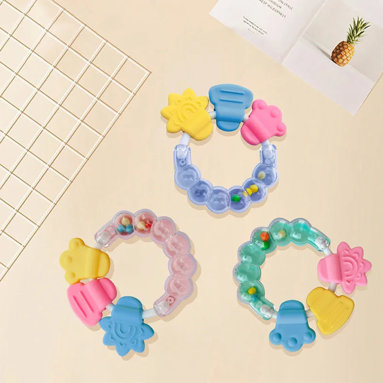 Fruit-Shaped Silicone Baby Teether with Rattle