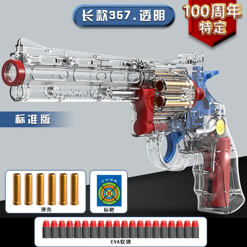 Mechanical Soft Bullet Revolver Toy Gun with Shell Ejection
