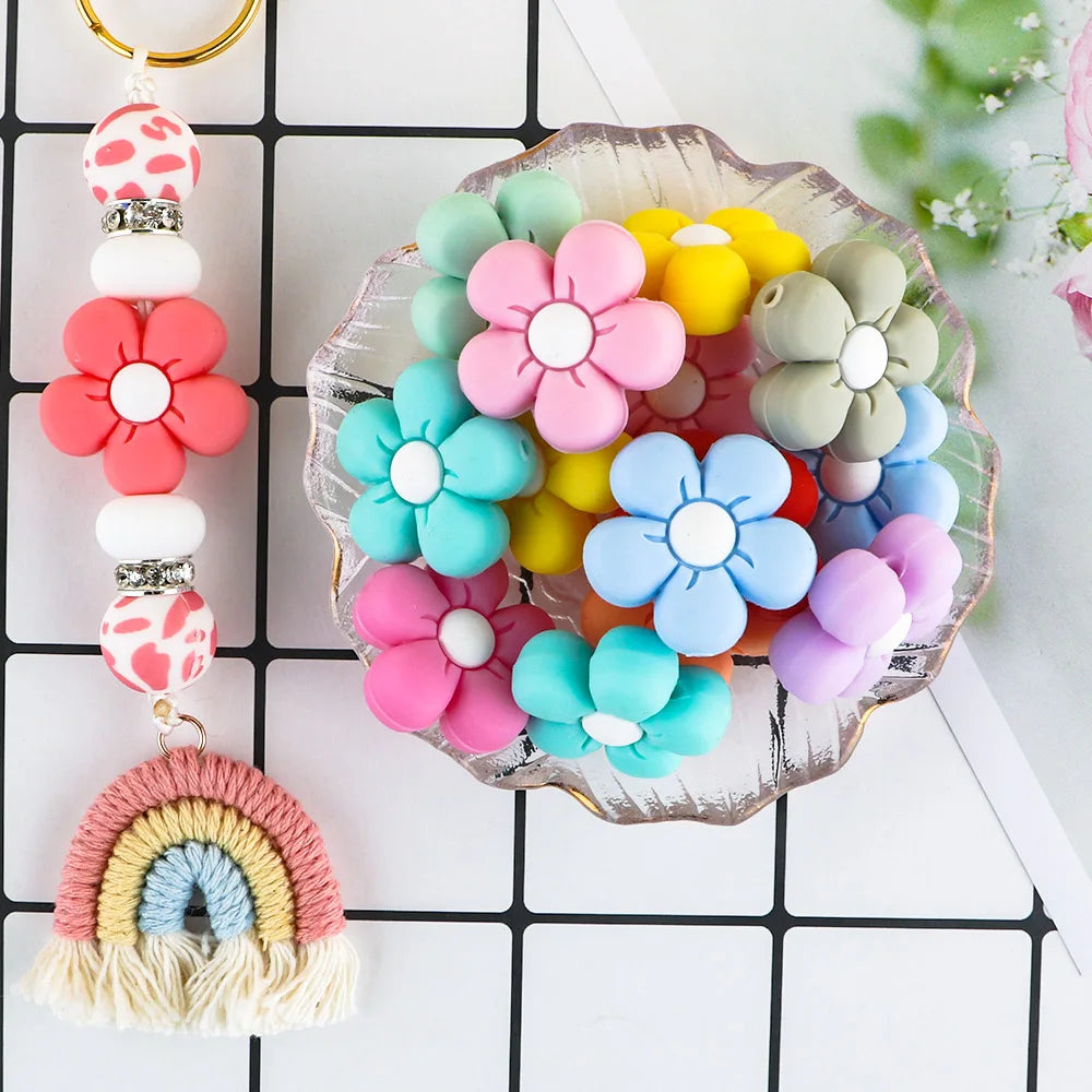 Colorful Silicone Flower Beads for Jewelry Making