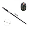 Elegant metal cosplay magic wand with a black handle and decorative tip.
