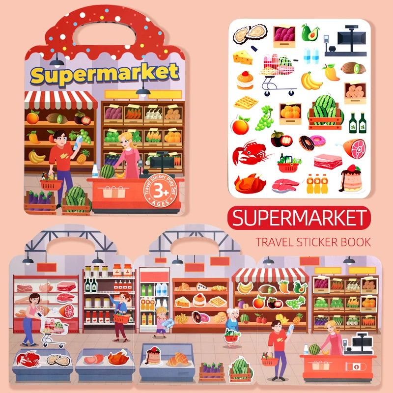 Reusable Sticker Book for Kids with Multi-Scene Bubble Jelly Stickers