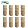 A set of 80 biodegradable peat pots for seed starting in a natural earth tone color.