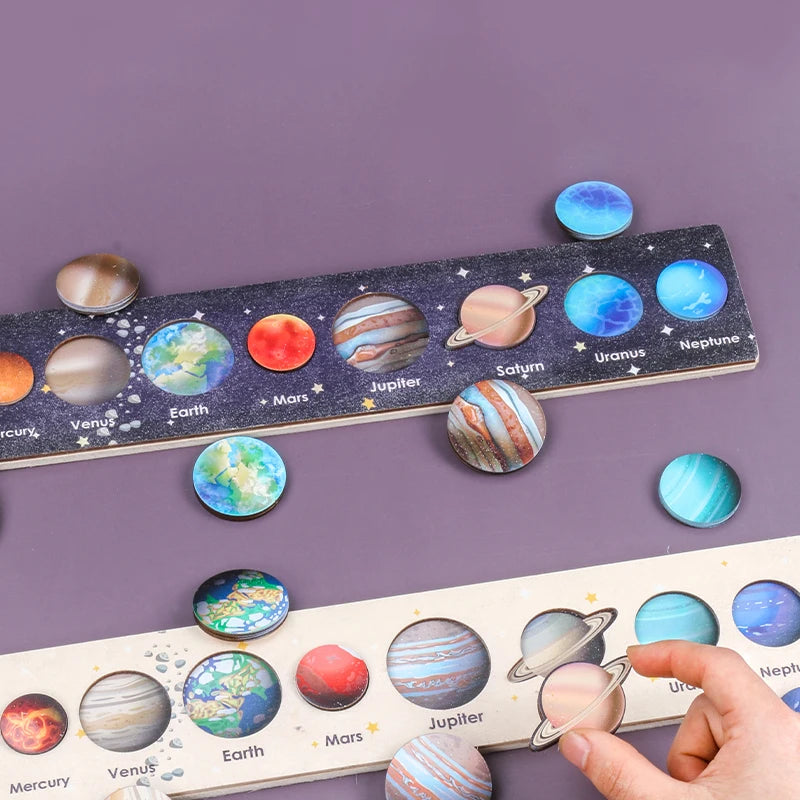 Montessori Wooden Solar System Puzzle for Kids