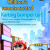 A red remote control karting bumper car toy for children with a driver figure and surrounding battle car elements.