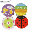 Wooden Handheld Tambourine for Kids with Colorful Cartoon Design