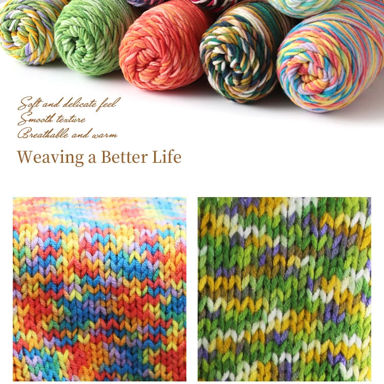 Multicolor Gradient Dyed Acrylic Yarn for Knitting & Crochet