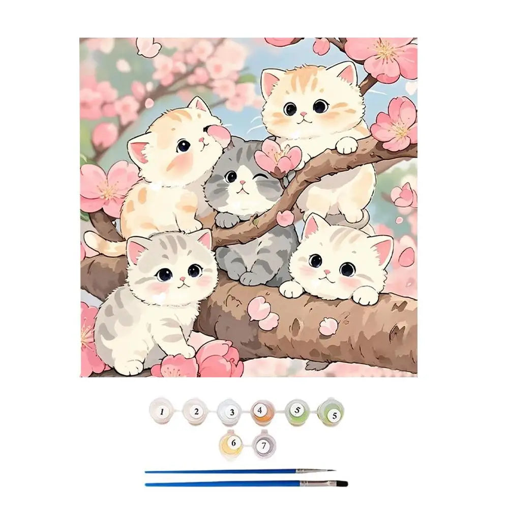 Cat Paint by Numbers Kit for Adults – Acrylic Painting on Canvas with Brushes
