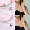 Silver-Plated Heart Charm Bead with Cubic Zirconia for Bracelets and DIY Jewelry
