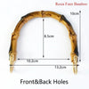 Golden resin faux bamboo bag handles with front and back holes