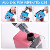 A hand is adding ink to a Math Roller Stamp for Kids by inserting an ink cartridge into the device.