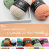 A collection of soft milk cotton yarn in various shades and textures for knitting and crochet projects.