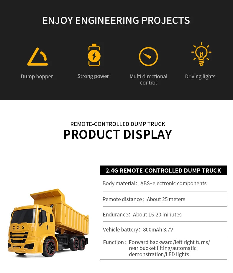 2.4G Remote Control Excavator with Lights and Sound Effects