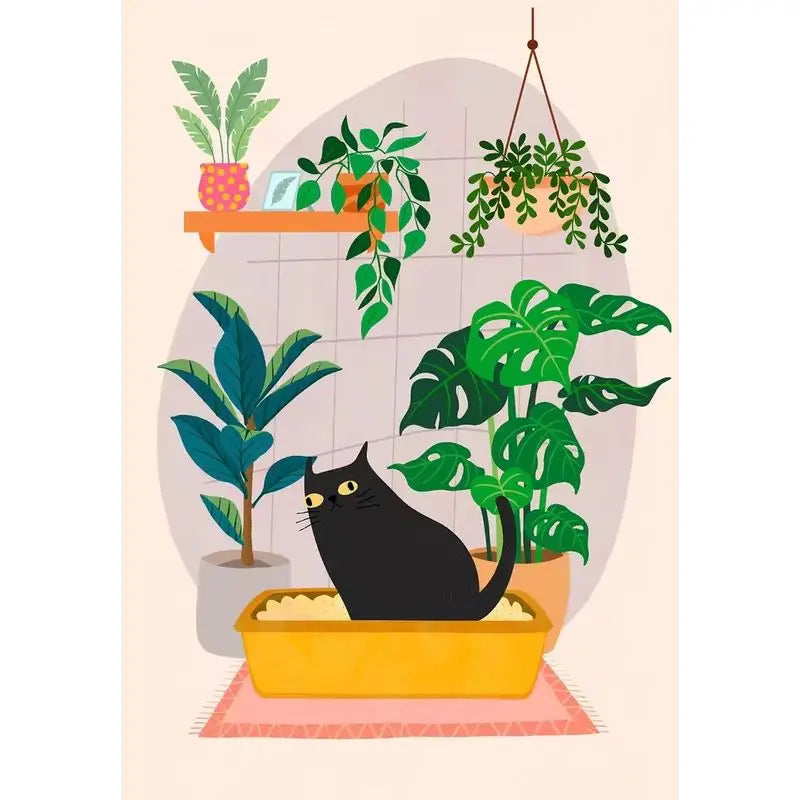 Black Cat & Plant Paint by Numbers Kit