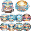 Van Gogh Starry Night Diamond Painting Coaster Kit with Metal Holder