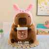 Adorable Capybara Plush Toy with Cute Turtle Backpack