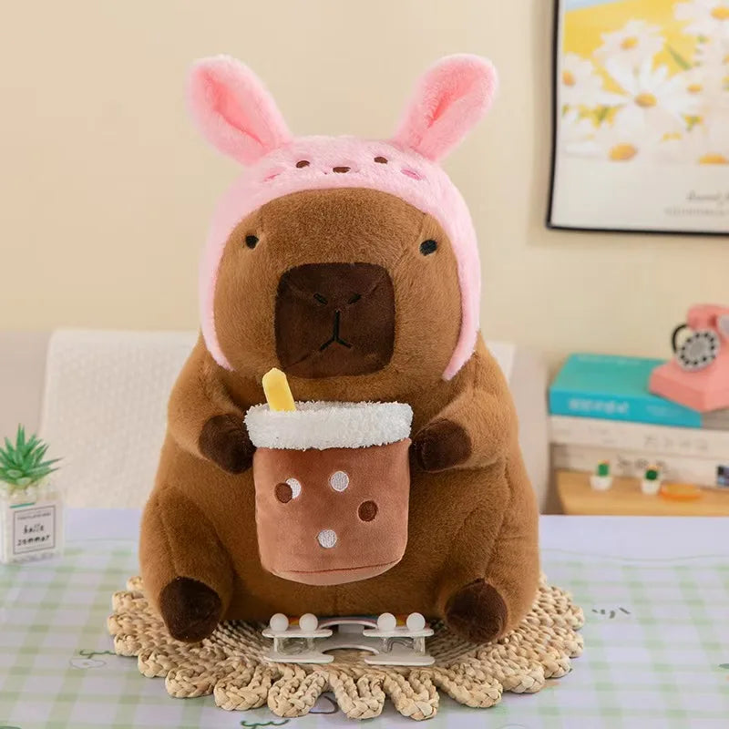 Adorable Capybara Plush Toy with Cute Turtle Backpack