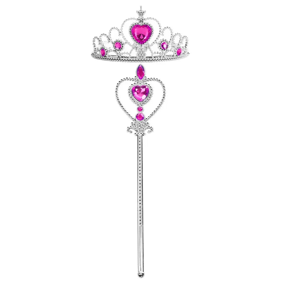 A silver crown and scepter set for a royal princess dress-up playset