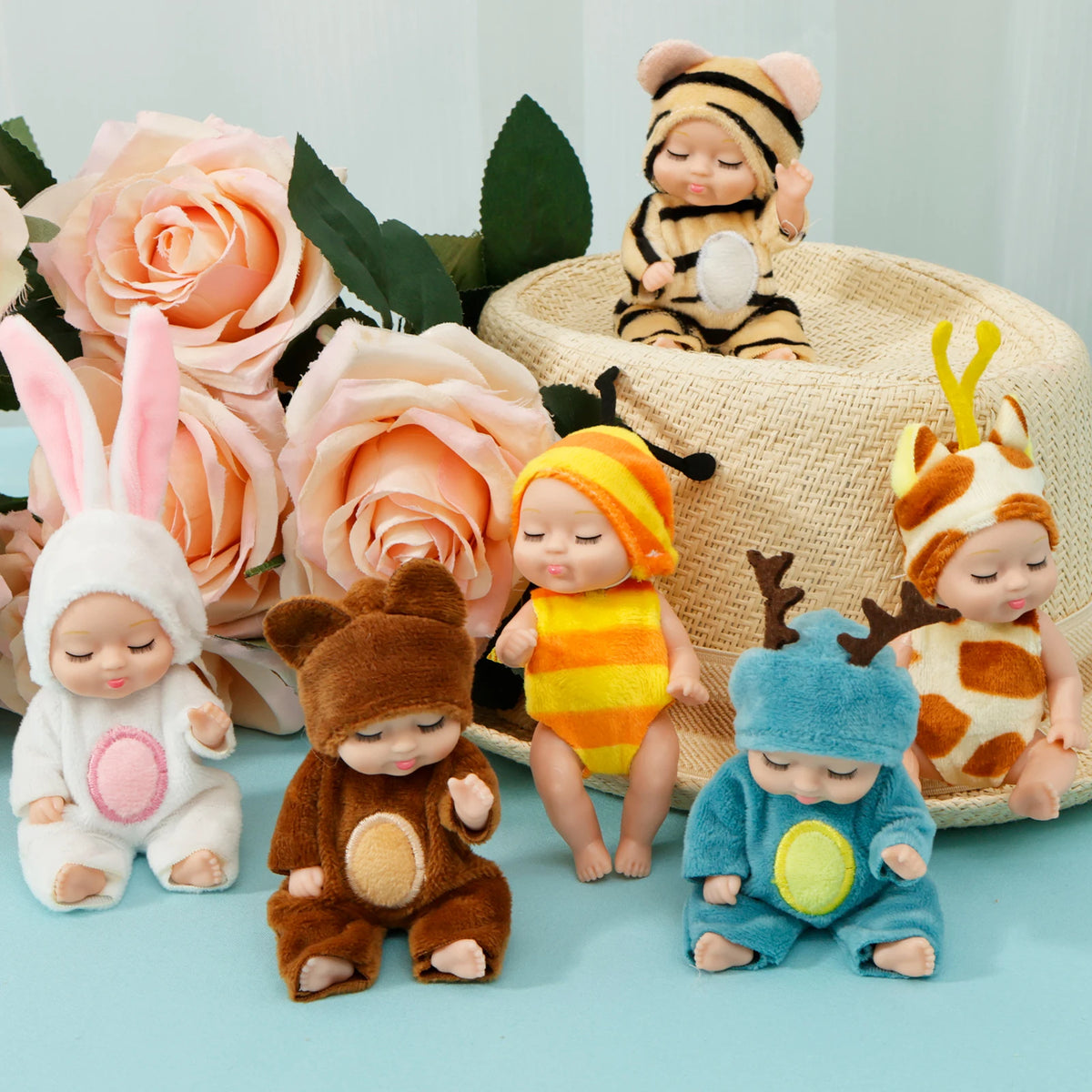 Realistic Sleeping Baby Doll Set – 6-Piece Mini Reborn Doll Collection for Kids