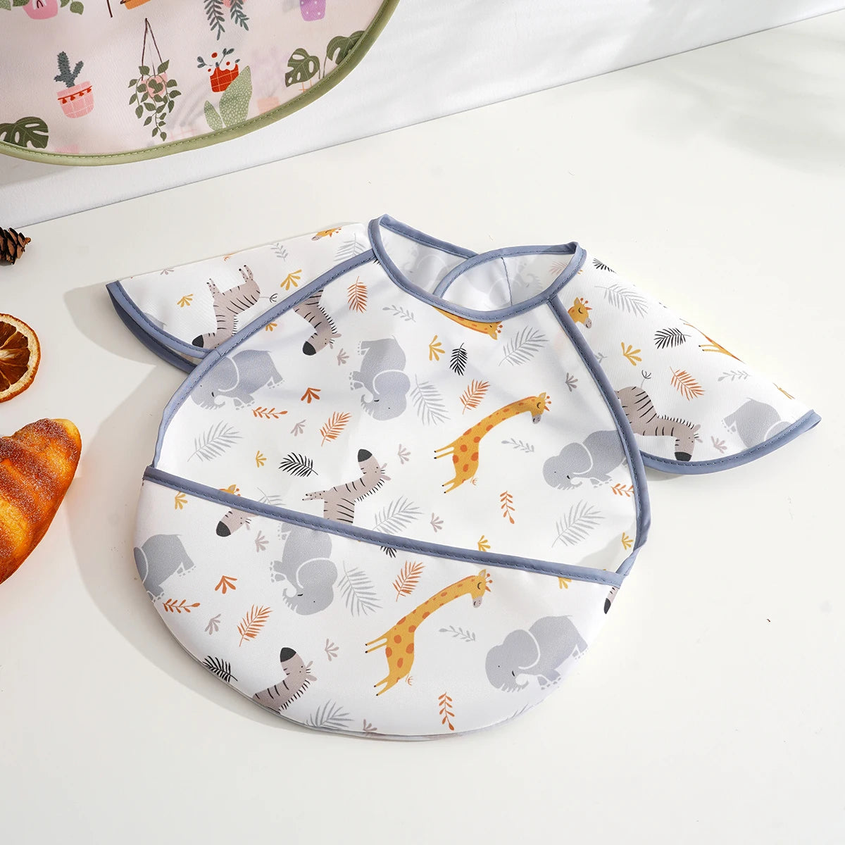 Waterproof Adjustable Baby Bib with Catch Pocket