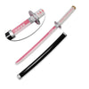 A replica Demon Slayer Tanjiro Katana sword with a pink and black design displayed on a white background.